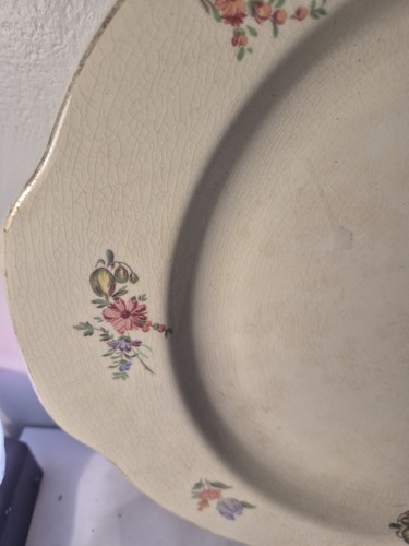 Household Institute Priscilla Pattern Oval Serving Platter Eggshell 13 1/2" X 11 - Picture 2 of 5