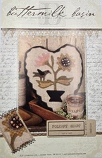 FOLKART HEART Primitive Wool Pattern / Buttermilk Basin