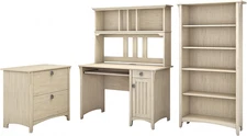 Bush Furniture Salinas Mission Desk with Hutch, Lateral File Cabinet and 5 Shelf