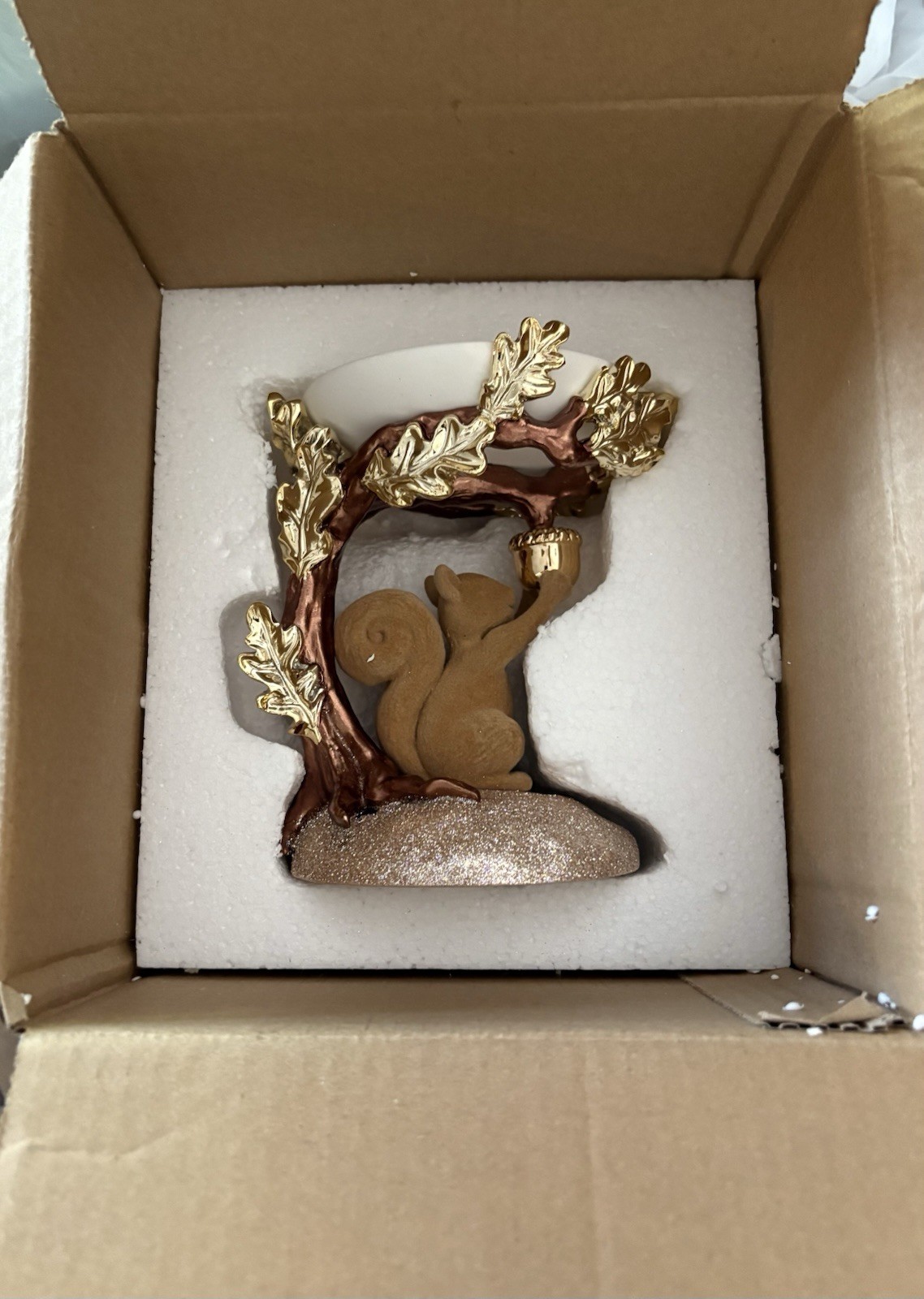 Bath & Body Works SQUIRREL w/ACORN 3-Wick Candle Pedestal Holder Original Box