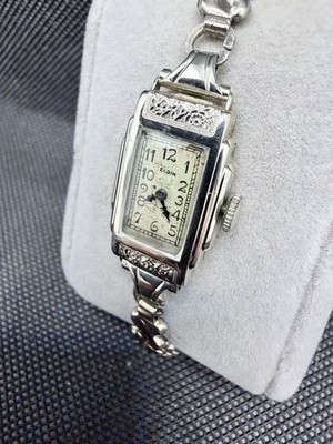 Vintage Elgin Ladies Art Deco Watch Bracelet   Runs