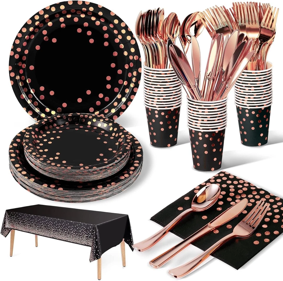 Товары для вечеринок на свадьбы и дни рождения из черного и розового золота пищевого класса - Изображение 3 из 4