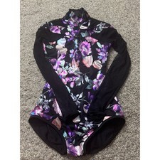 Curtain Call Women Dance Leotard Floral Long Sleeve Small