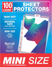 100 Pack Mini Clear Heavyweight Sheet Protectors, 5.5 X 8.5 Inch Page P