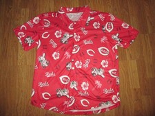 Mens CINCINNATI RED fun Hawaiian collared button down shirt sz XL