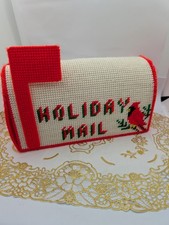 Vtg. Plastic Canvas 'Holiday Mail' Mailbox Cardinal Bird Personalized 'Brantner'