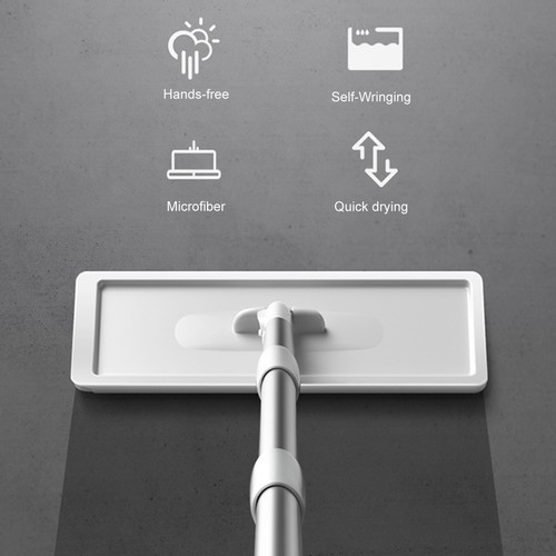 1-Mikrofaser Wischer mit Eimer Bodenreinigung Squeeze Handfrei Bodenwischer UAVP - Bild 6 von 16