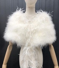 Lady Ostrich Feather Fur Shawl Wraps Bride Wedding Bolero Scarf Cape Party Shrug