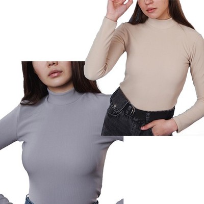 Women's Ambar Stretch Jersey Mock Neck Long Sleeve Top