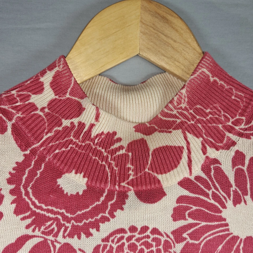 Top tejido de seda August sin mangas con cuello falso estampado floral grande Foto 3 de 4