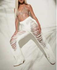 Isawitfirst Crochet Ladder Beach Trouser in White Size UK S