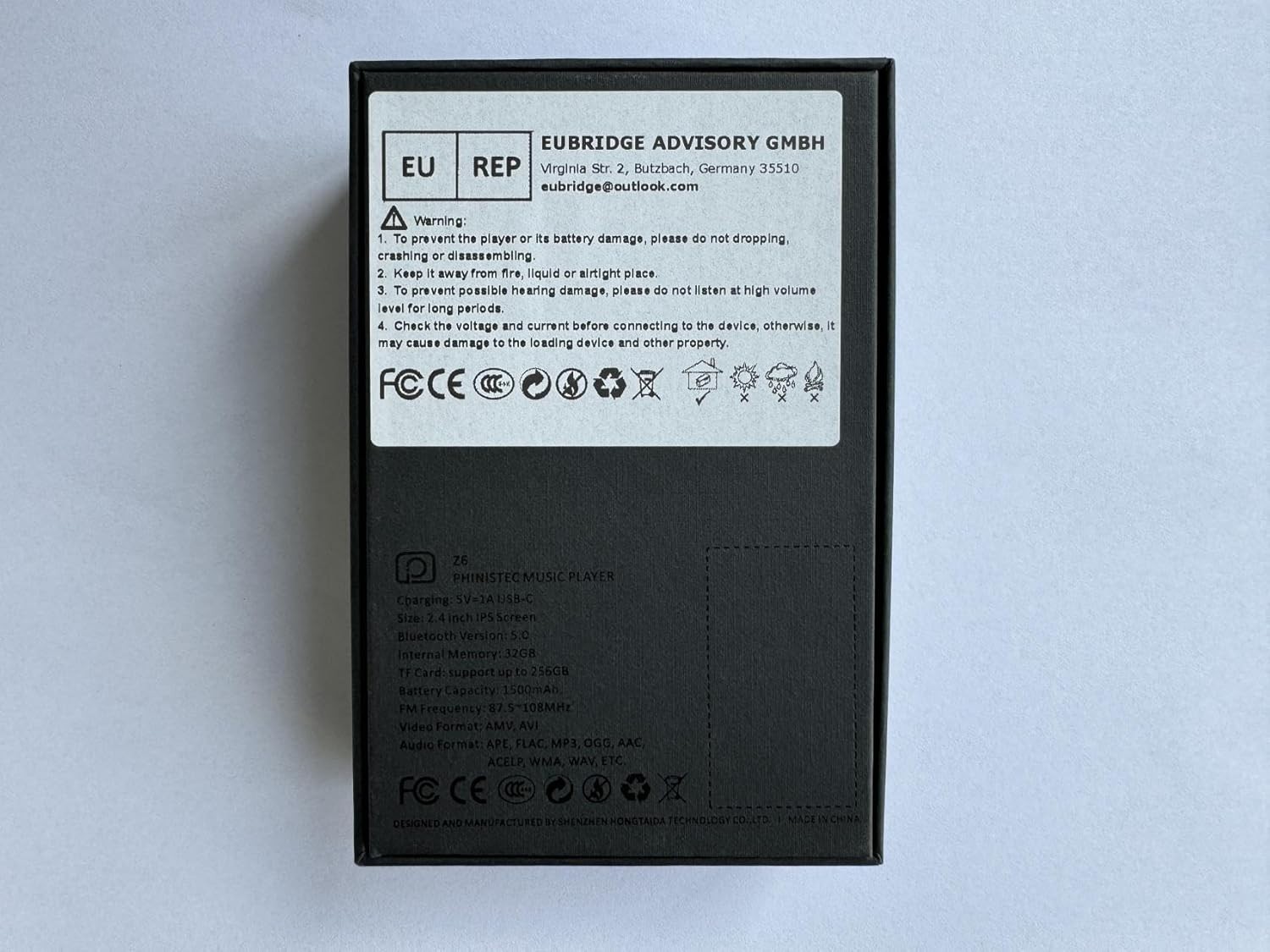 32GB MP3 Player with 90 Hours Long Battery Life,Bluetooth 5.0,Phinistec Z6