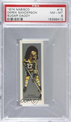 1973-74 Sugar Daddy Pro Faces Derek Sanderson #15 PSA 8