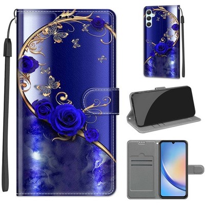 Blau Rose Brieftasche Etui für verschiedene Handy Karten Tasche Flip Ständer Cover heiß Frauen Mädchen
