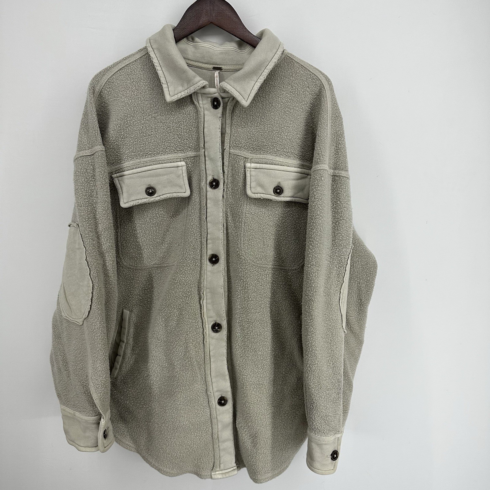 Free People Ruby Jacket Shacket Medium STONE Over… - image 1