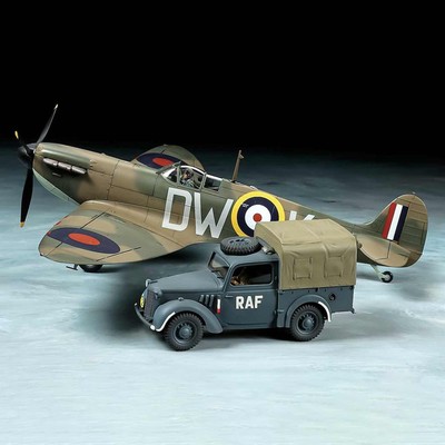 Tamiya 1/48 Supermarine Spitfire Mk.I & Light Utility Car 10HP Set TAM25211
