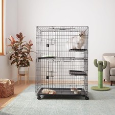 Large 3-Tier Cat Durable Pliable Cage Playpen Box Crate Kennel Black