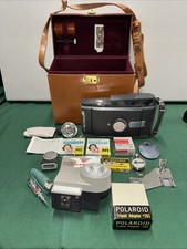 Vintage Polaroid Land Camera Model 150 Untested w/ Original Case, Flash, More 