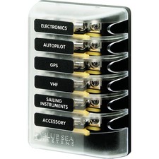 Blue Sea 5018 ST Glass Fuse Block w/out Negative Bus - 6 Circuit 5018 UPC 632...