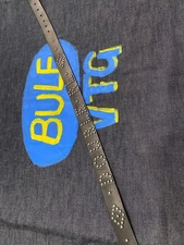 Ralph Lauren Black Leather Studded Belt Oval Etched Buckle Western Vintage sz34