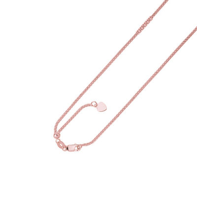Adjustable Popcorn Coreana Chain Necklace Real 14K Rose Pink Gold Up To 22''