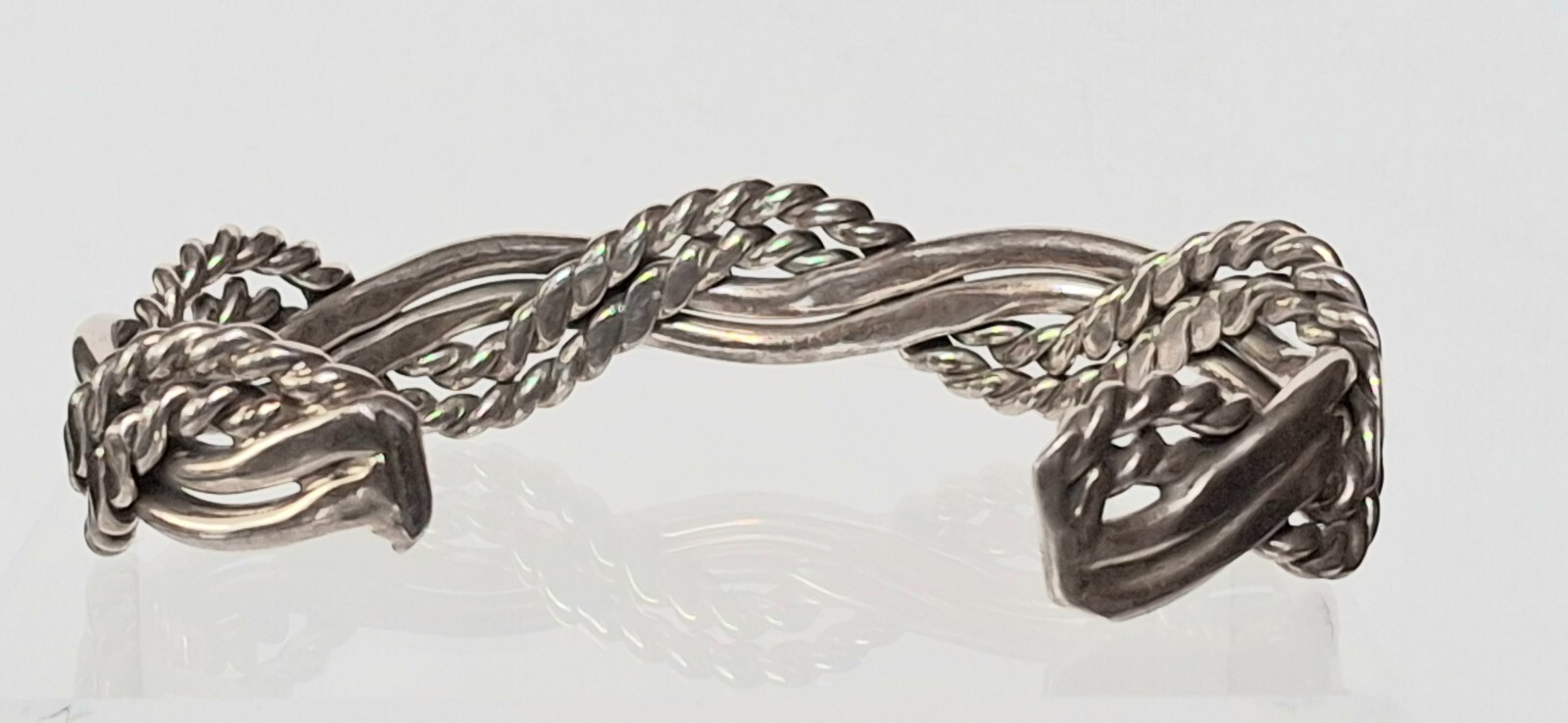 SOLID  CAST  925 STERLING SILVER BRAIDED WAVES CU… - image 8