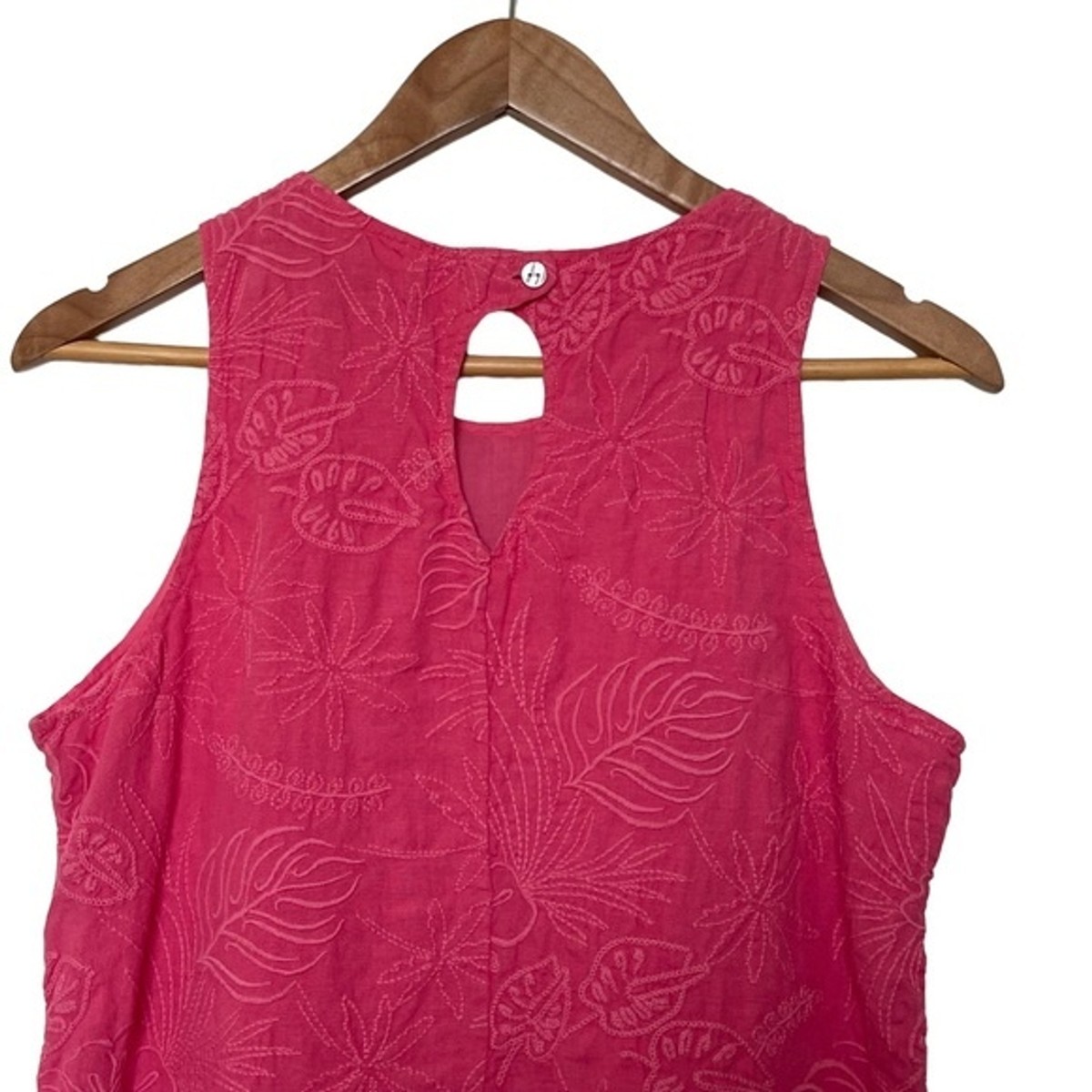 Tommy Bahama 100% Linen Shift Dress w/ Botanical Embroidery. Pink. Size SP.  | eBay