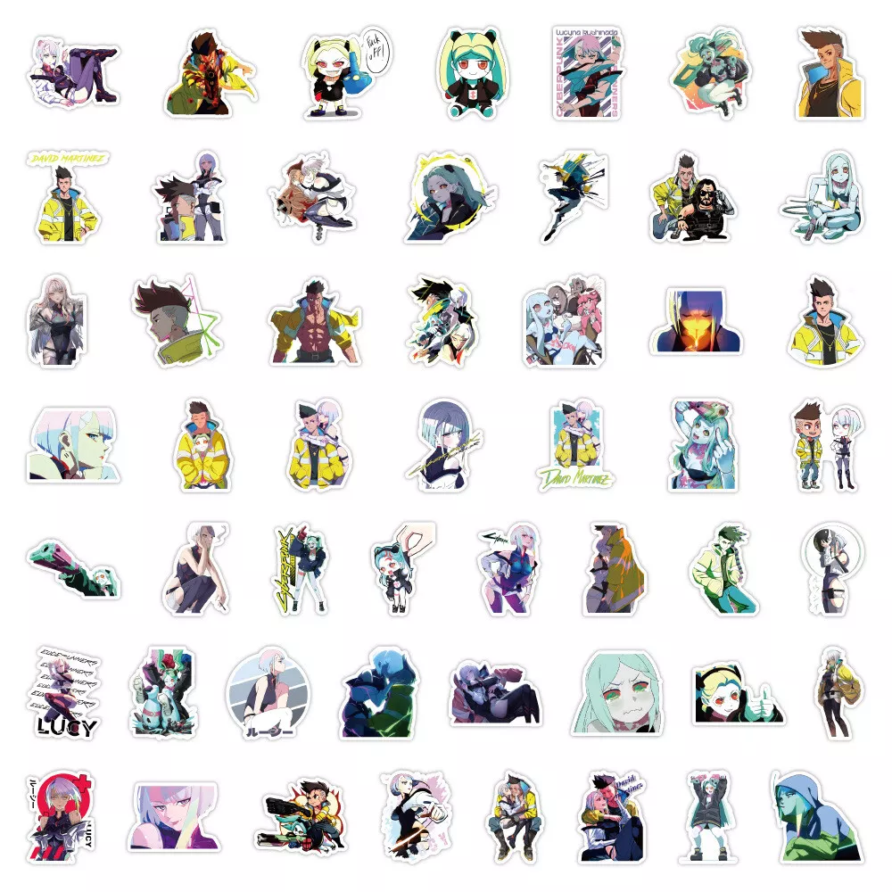 Lucy and David V2 Cyberpunk Edgerunners Weatherproof Anime Sticker