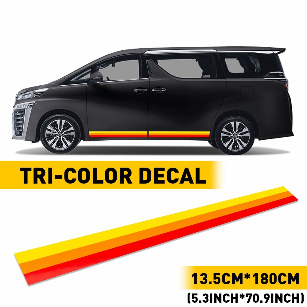 Classic Retro Style Tri-Color Stripe Decal Sticker Side skirt For Toyota/Lexus