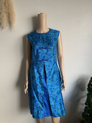 Vintage 1960s Raw Silk Floral Cocktail Dress