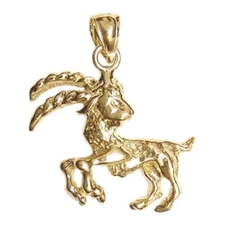 New 14k Yellow Gold Aries Ram Zodiac Pendant