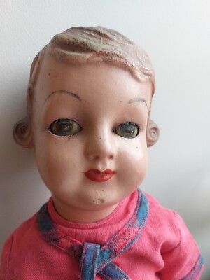 Ancienne superbe poupée Schildkrot Tortue 1950 40 Cm Cheveux moulés - Jeux & Jouets