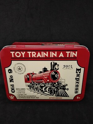 Toy Train Set in a Tin : Red Box Locomotive Mini Set Old No. 9 Battery Powered