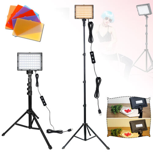 2x 66 LED Video Light Camera Light 8 Filter Camcorder + Tripod Photography Light - Picture 1 of 11