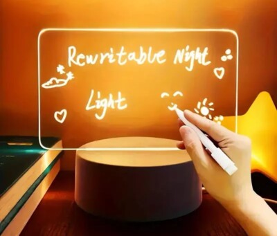 LED Message Board warme Farbe Nachtlicht, radierbare Schreibunterlage Schreibtischlampe 