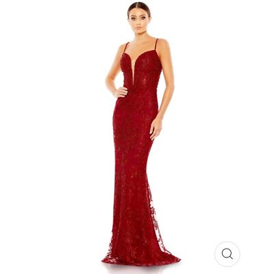 Mac Duggal 20330 Size 2 $598 Embellished Plunge Neck Illusion Mermaid Gown