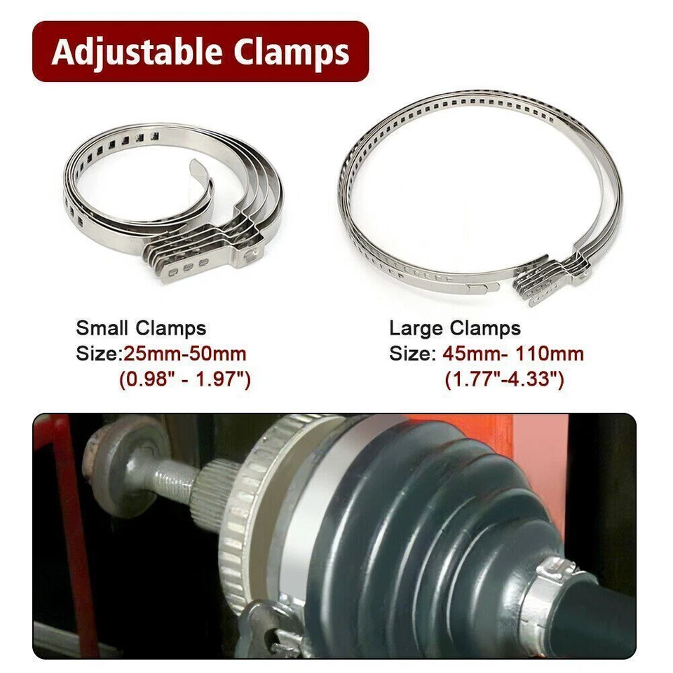 Abrazaderas de prensado de arranque de junta CV de eje universal ajustable de 18 piezas con herramienta de alicates de abrazadera Foto 2 de 4