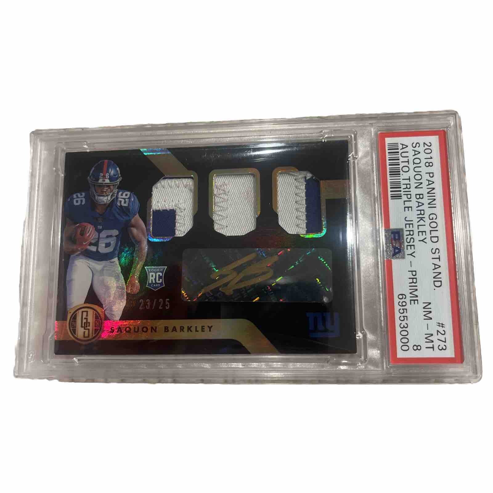 Saquon Barkley Panini Gold Standard #273 Autograph Triple Jersey-Prime