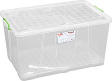 120L Plastic Storage Box Container Stackable Storage Clip Box with Wheels