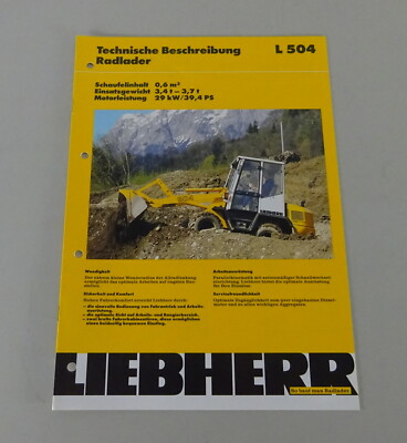 Brochure Liebherr Wheel Loader L 504 Technical Data Stand 06/1996