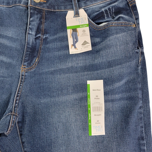Time and Tru Women’s Petite Distressed Straight Leg Denim Blue Jeans – Size 20P - Picture 11 of 17