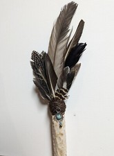 Handmade Real Feather Native American Smudge Fan - Spiritual Ritual Tool