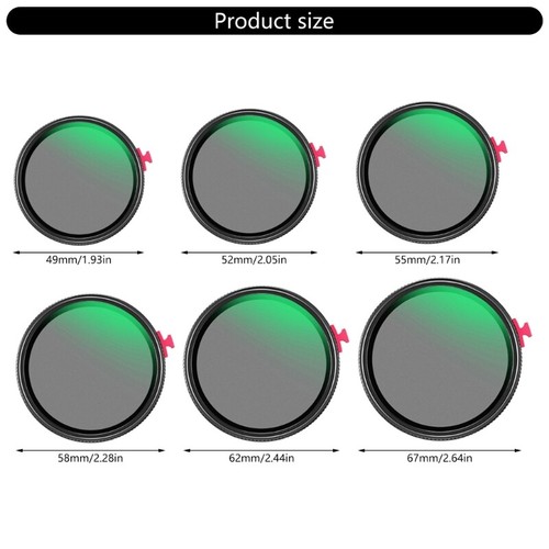 Adjustable ND2-32 Black Diffusion 4 Lens Filter 2-in-1 Designing 49-67mm - Picture 8 of 14