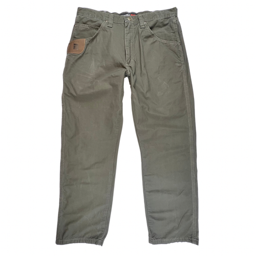 Pantalones Wrangler Riggs Ropa de Trabajo 34x30 Verde Oliva Industrial Duradero Lona Pantalones