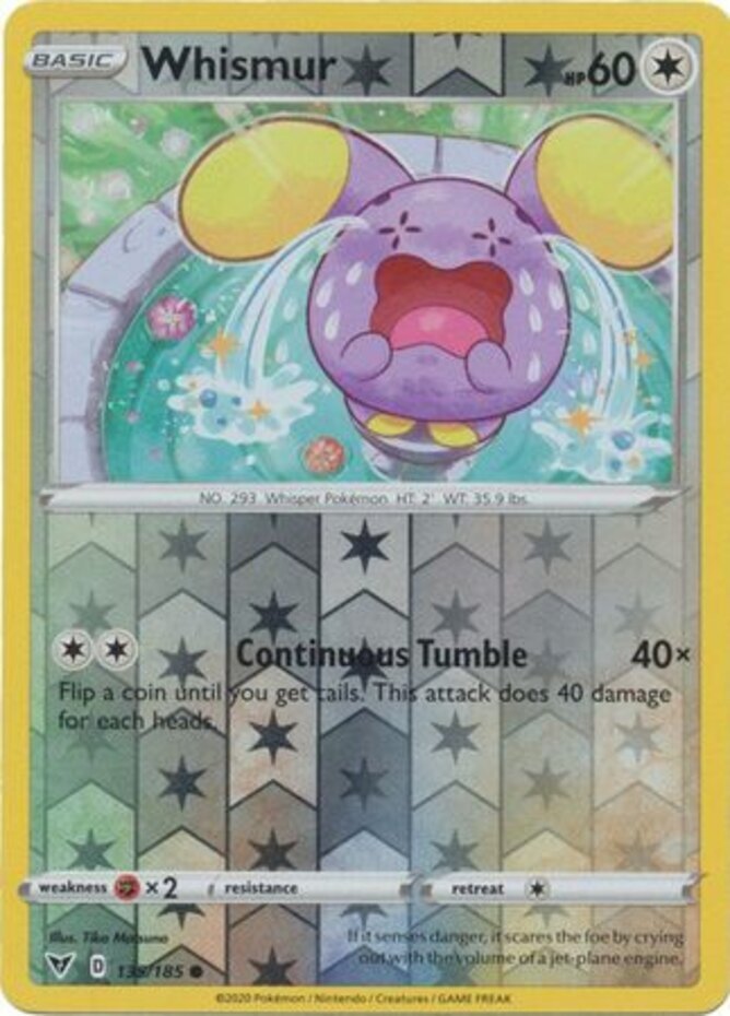 LP Pokemon Whismur - 135/185 - Common - Reverse Holo Lightly Played Vivid Voltag