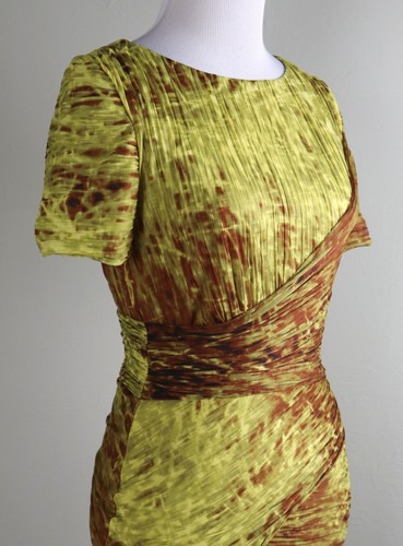 HALSTON HERITAGE NWT $495 Pleated Shirred Draped Lined Mini Dress Size 2 - Picture 3 of 6