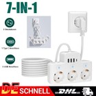 Steckdosenleiste Mehrfachsteckdose 3 Fach Einzeln Schaltbar mit Typ C & 3 USB-A