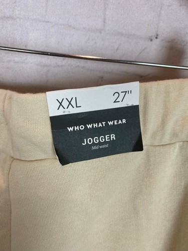 Who What Wear Jogger Pants Size 2XL Women's Beige Mid Waist Drawstring (CAR) - Picture 7 of 8