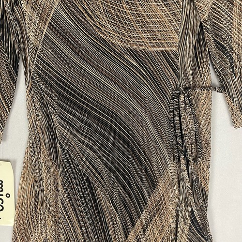 Neu mit Etikett Vintage Micas Damen-Maxikleid abstrakt braun Streifen Wickeloptik zum Binden Größe 4 USA - Bild 12 von 17