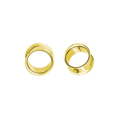 Pair of Surgical Steel PVD Gold Double Flare Ear Tunnels Earlets Gauges Plugs - Picture 63 of 109